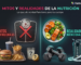 Infografía sobre mitos y realidades de la nutrición deportiva con alimentos saludables y entrenamiento físico.