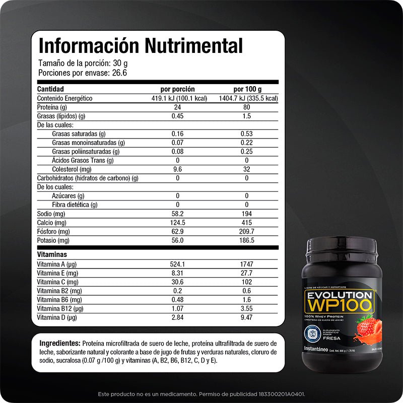 Proteína WP100 800 gramos